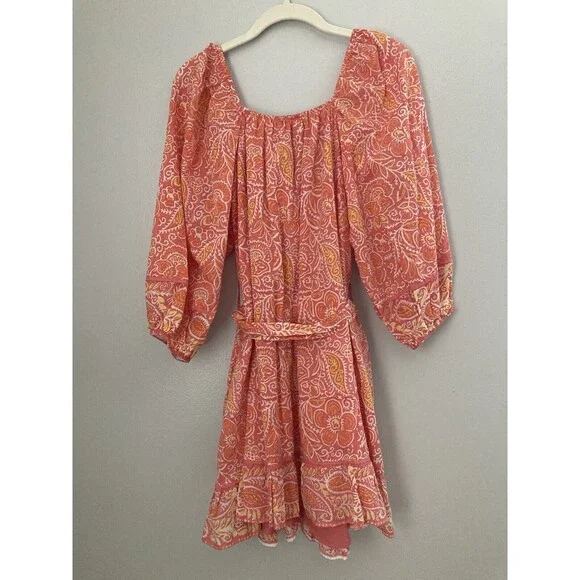 Cleobella Grace Mini Dress Blossom Block Print Pink SMALL Women’s - Picture 11 of 13